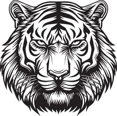 Tiger head silhouette. monochrome vector