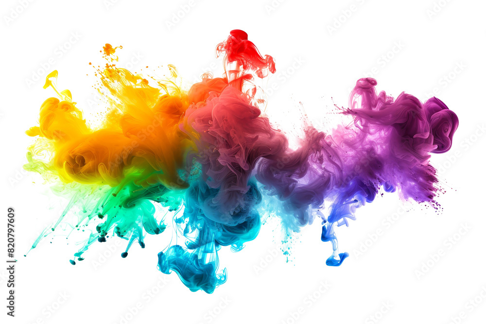 Aufkleber vivid explosion of colorful smoke creating an abstract art, blending multiple bright shades in a dyn