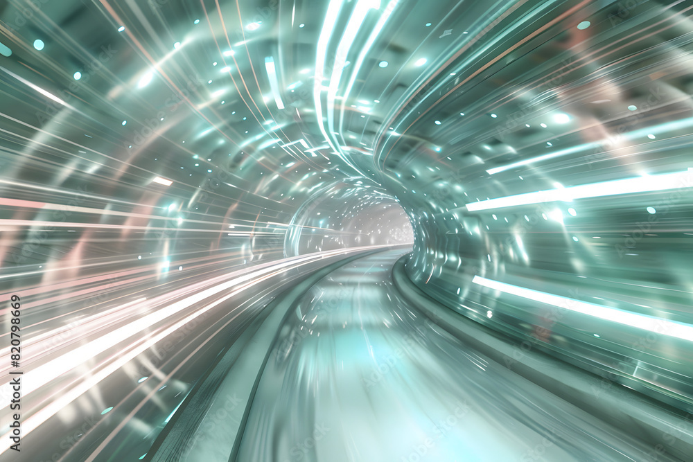 Poster abstract speed motion in urban highway road tunnel blurred motion toward the light computer generate