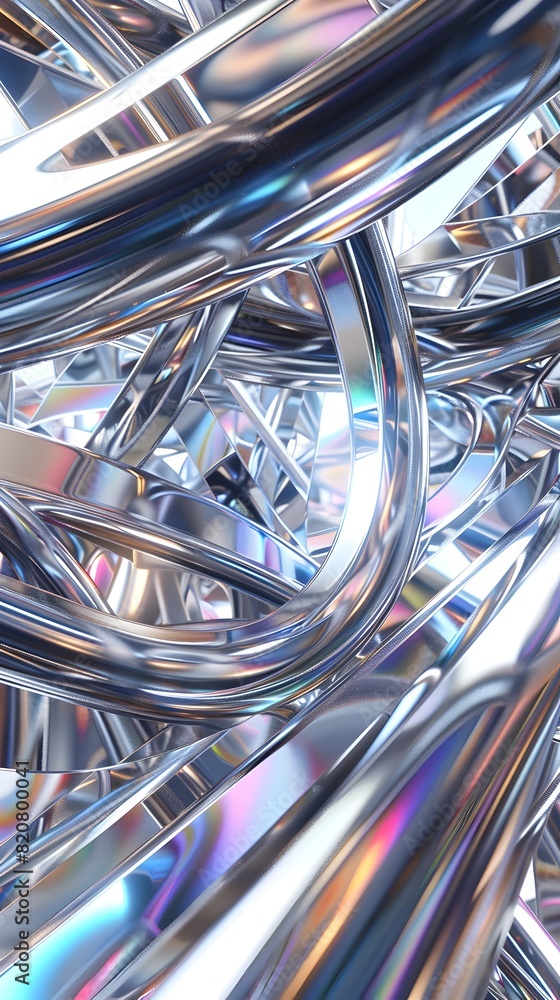 Poster intricate crystalline structures form a futuristic fractalinspired composition with chrome surfaces