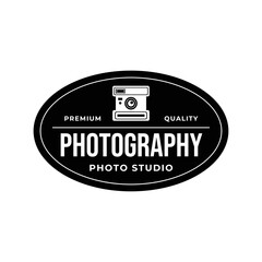 Vintage Camera Photography Vector Label, Logo Template with Retro Typography.