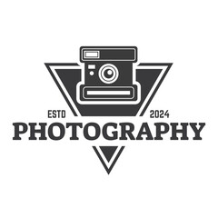 Vintage Camera Photography Vector Label, Logo Template with Retro Typography.
