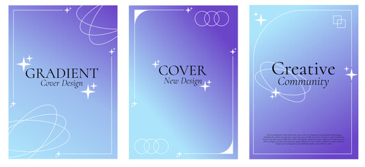Abstract aesthetic purple y2k gradient poster with line frame background