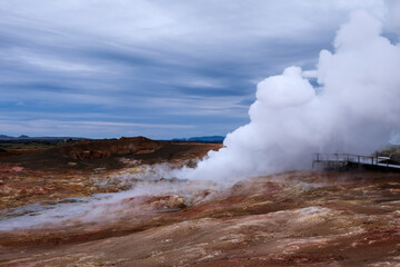 Gunnuhver Steam Vent at Gunnuhver Geothermal Area on Reykjanes Peninsula in Iceland