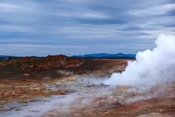Gunnuhver Steam Vent at Gunnuhver Geothermal Area on Reykjanes Peninsula in Iceland