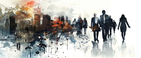 Dive Into The World Of Business With A Picture Sketch Collage Depicting Business People Working, Earning Money, Increasing Budget, And Developing Projects For Profit And Income