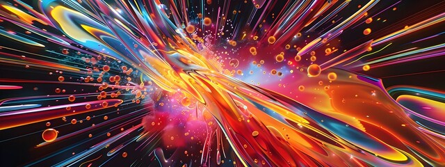 Obraz premium Vibrant Prismatic Explosion A Visual Symphony of Chemical Synthesis in Digital Painting