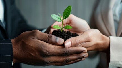 Hands Nurturing a Young Plant