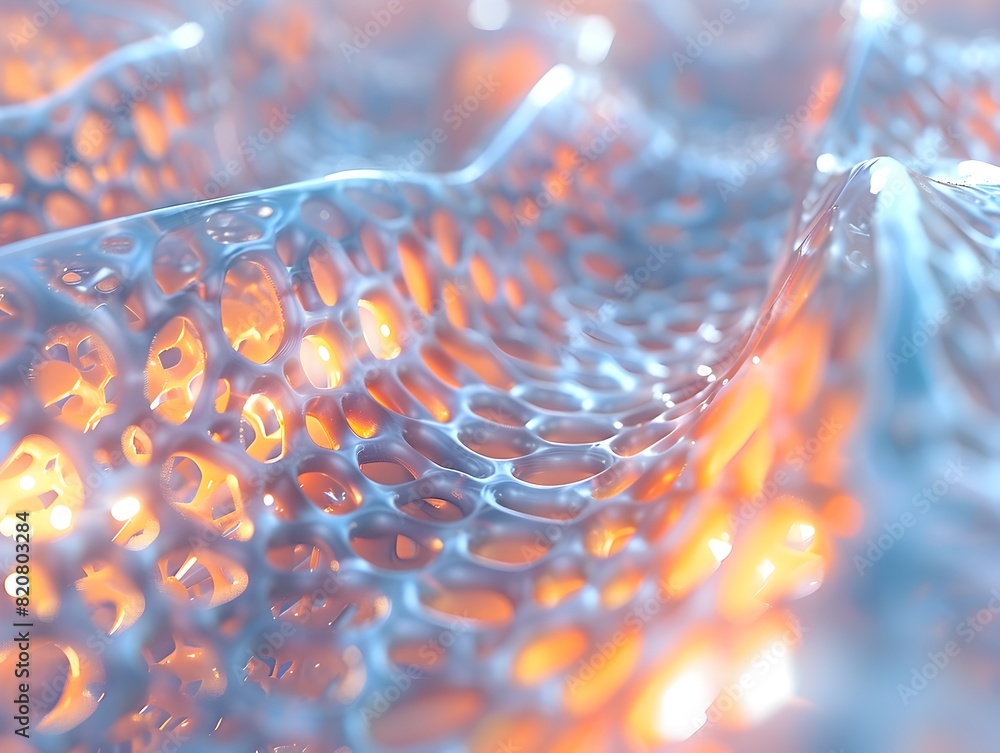 Aufkleber molecular nanostructures forming a glowing fractal pattern a minimalist art inspired d rendering