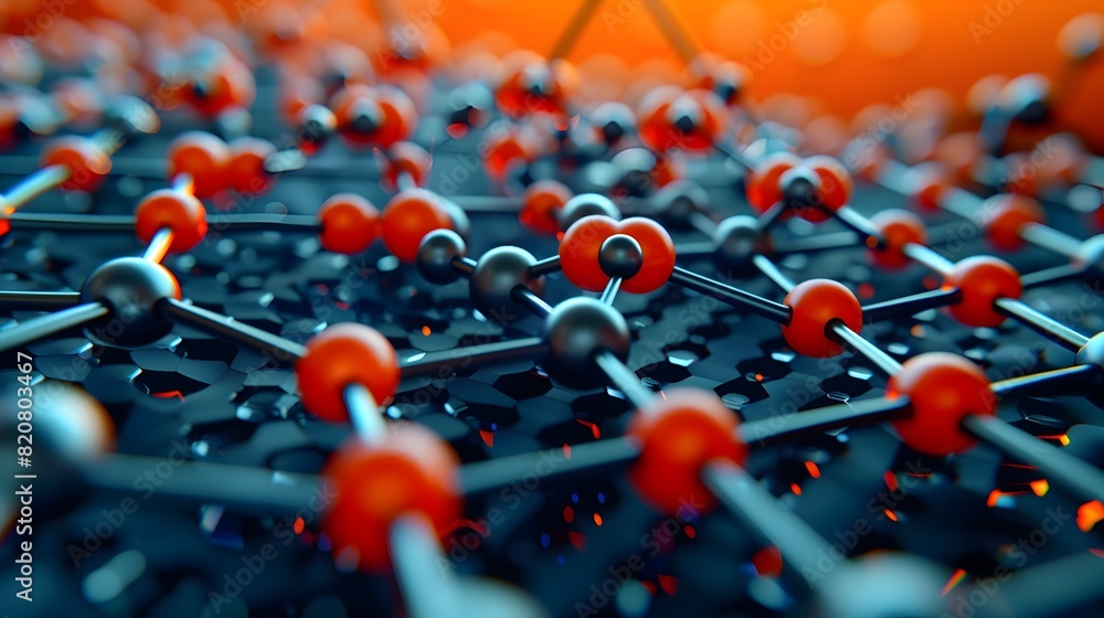 Poster vibrant d rendering of molecular nanostructures forming a bold highcontrast grid in a streamlined