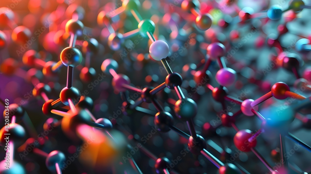 Poster molecular nanostructures forming a bold technological grid in a highcontrast color scheme