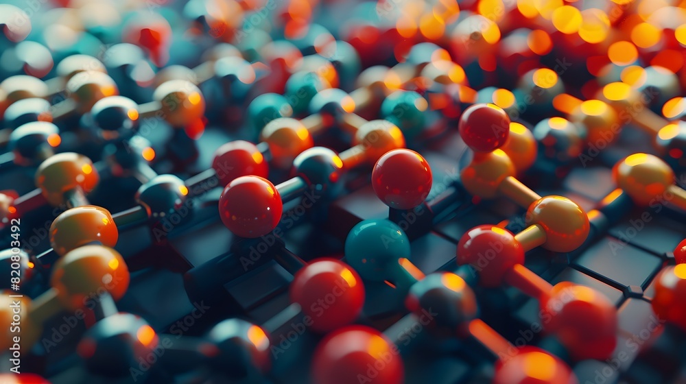 Poster molecular nanostructures forming a bold grid in a technological abstract design
