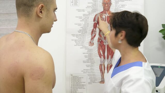 A patient being adviced by a physiotherapist