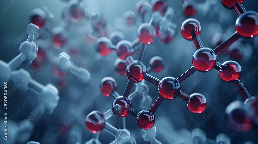 Poster dynamic molecular landscape a stylized d rendering of a complex organic compounds structure