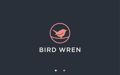 nest with wren logo design vector silhouette illustration