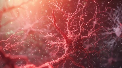 a scientifically accurate illustration of a human neurons firing in a synaptic brain network