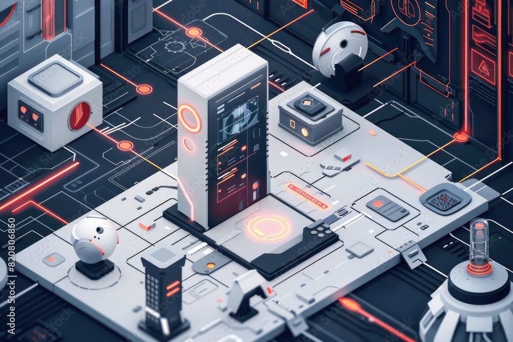 Poster a computer with various electronic components on it. can be used for technology concepts