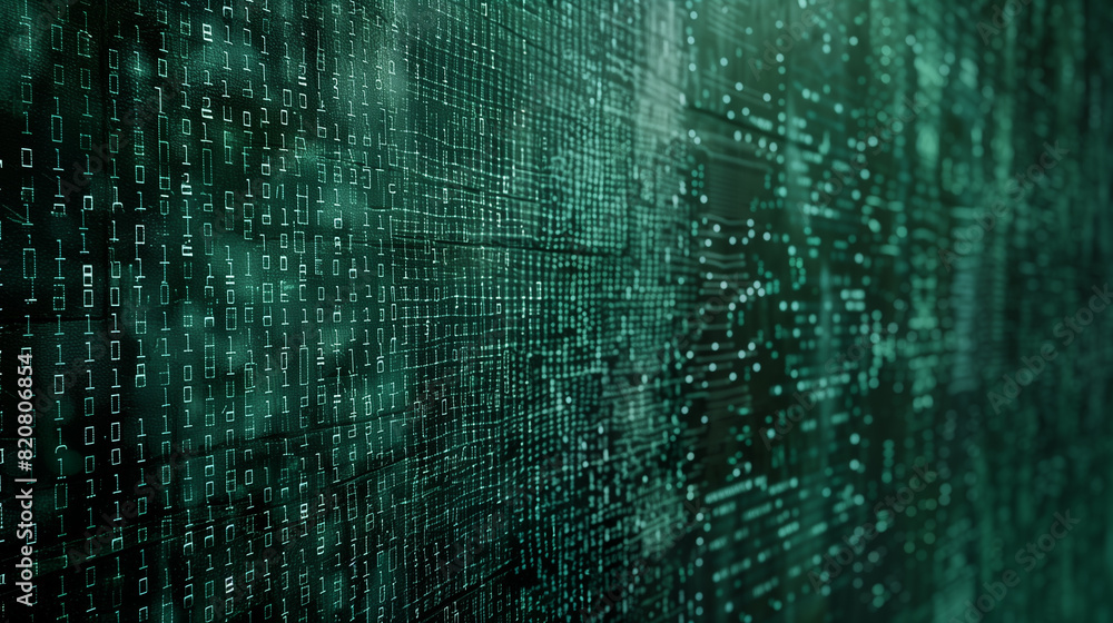 Poster a computer screen with a green background and a lot of numbers. the numbers are arranged in a grid a