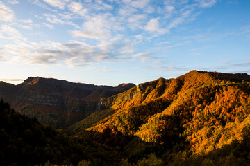 Autumn sunrise in Puigsacalm peak, La Garrotxa, Spain