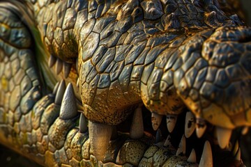Obraz premium Detailed view of a crocodile head statue, perfect for educational materials