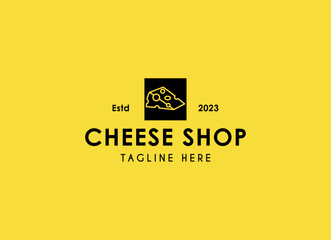 Switzerland cheese shop label stamp. Cheese Shop Logo Design Illustration