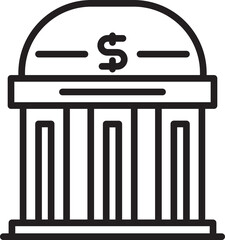 Bank Building Line Icon