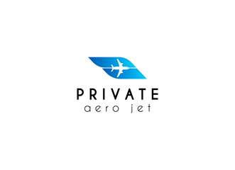 Sky aviation private jet logo design. Minimalist airplane logo for aviation company