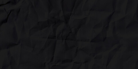 Black crumpled paper texture background. Crumpled black paper abstract shape background with space paper for text