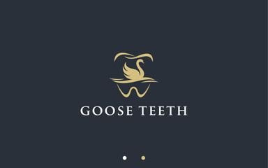 dental with goose logo design vector silhouette illustration