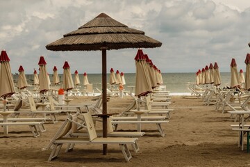 Rimini Beach chairs in retro style on a sunny day