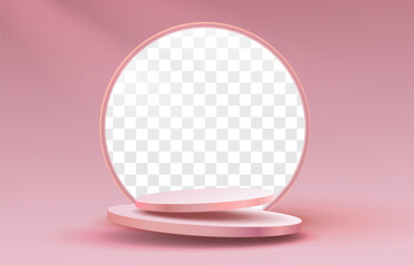 Stage podium with lighting, Stage Podium Scene with for Award, Decor element transparent background. Vector illustration