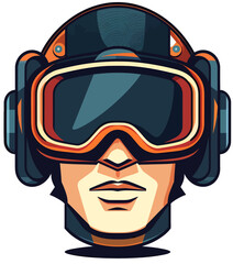 Vector illustration of a man wearing a set of virtual reality goggles