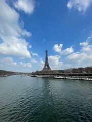 Ultra Wide View with the Eiffel Tower and Seine River in Paris, France