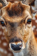A detailed shot of a deer's face, perfect for wildlife enthusiasts