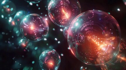 Naklejka premium Glowing Orbs Pulse with Sentient Light