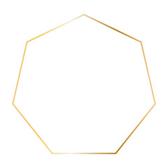 Golden polygon frame. Vector outline thin aesthetic geometric shine border for invitations design
