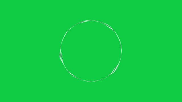 Animation video white abstract audio sound visualizer wave spectrum circle polar effect on chroma key green screen alpha channel background