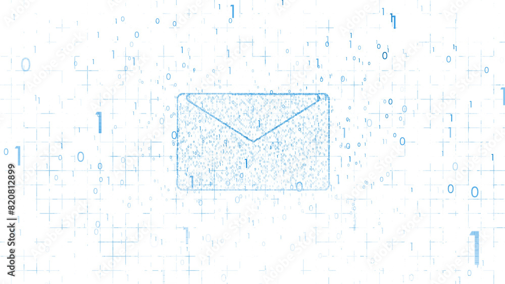 Poster email mail graphic icon with binary numbers isolated on white concept background. illustration.