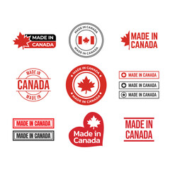 Made in canada label or logo design template