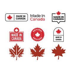 Made in canada label or logo design template