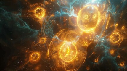 Fototapeta premium Glowing Orbs Pulse with Sentient Light