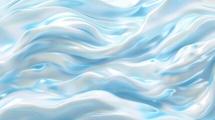 Texture of creamy light blue substance. Illustration of skin care cosmetics or toothpaste. Folds of cotton fabric with a clean effect after laundry detergent. Abstract smooth wavy background.