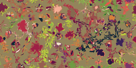 Grunge floral seamless pattern. contemporary seamless pattern template with natural floral motif. 