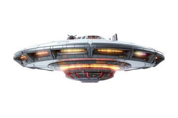 Obraz premium Galactic Dreams: A Model of a Space Ship Soaring Through Infinity on a White or Clear Surface PNG Transparent Background.