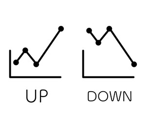 折れ線グラフ　上昇　下降　アイコン素材　セット　（文字有り）