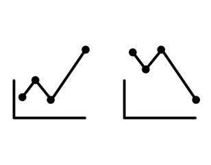 折れ線グラフ　上昇　下降　アイコン素材　セット