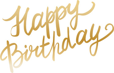 Happy birthday handwritten golden font design