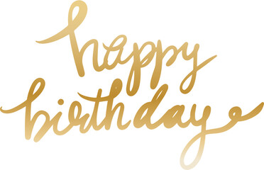 Happy birthday handwritten golden font design