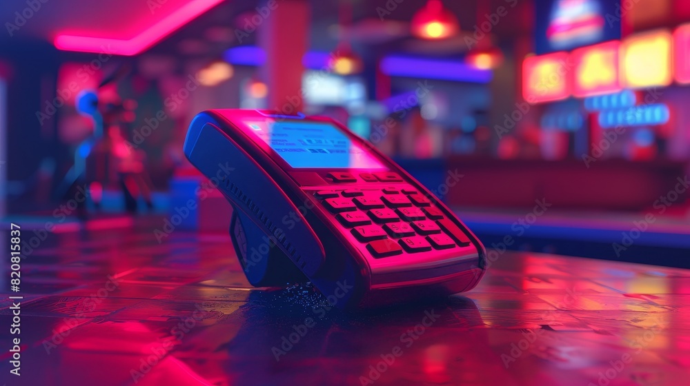 Aufkleber 3d rendering of a pos terminal rejecting, refusing, or cancelling a payment. client cannot pay, card
