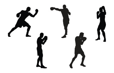 Boxer silhouette set, boxer. Isolated vector design.